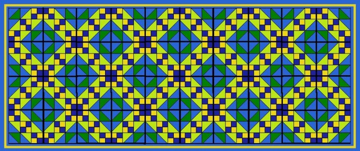 Wandteppich, vorwiegendblau